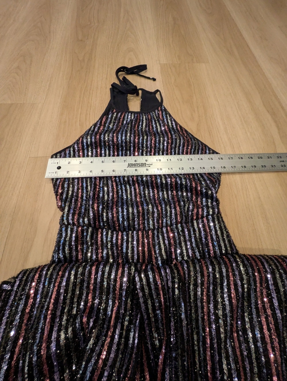 Anthropologie Maeve Disco Halter Sparkle Striped Jumpsuit Size 2 - Picture 6 of 8